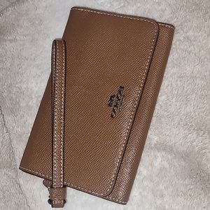 Coach Dark Saddle Rainbow Stitch Wallet